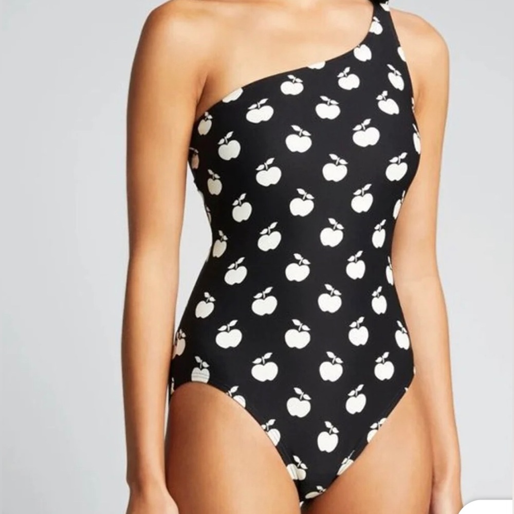Kate Spade New York Apple Toss Bunny Tie One Shoulder One Piece Swimsuit XS